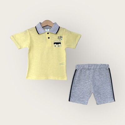 Wholesale Boy 2-Piece Polo Neck T-Shirt and Shorts Set 1-4Y Algiy Mini 2047-3561TK - Algiy Mini