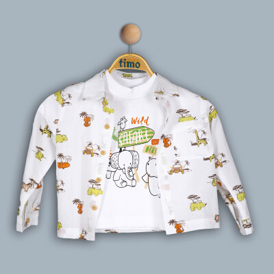 Wholesale Boy 2 Pieces Animal Patterned Shirt Set Suit 2-5Y Timo 1018-TE4DT042242412 - Timo (1)