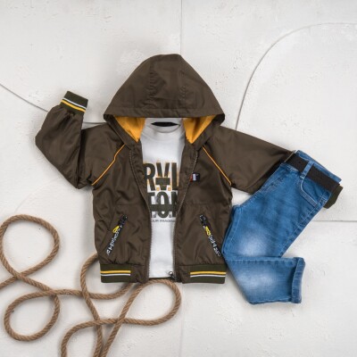 Wholesale Boy 3 Pieces Coat Torusers Set Suit 1-4Y Cool Exclusive 2036-25121 Хаки 