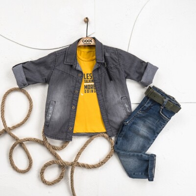 Wholesale Boy 3 Pieces Shirt T-shirt Torusers Set Suit 1-4Y Cool Exclusive 2036-22664 Серый 