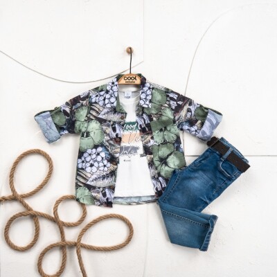 Wholesale Boy 3 Pieces Shirt Trousers T-shirt Set Suit 1-4Y Cool Exclusive 2036-22610 - 2