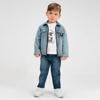 Wholesale Boy 3 Pieces Shirt Trousers T-shirt Set Suit 1-4Y Cool Exclusive 2036-22622 - Cool Exclusive