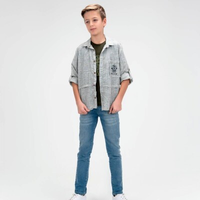 Wholesale Boy 3 Pieces Shirt Trousers T-shirt Set Suit 9-12Y Cool Exclusive 2036-10101 - Cool Exclusive