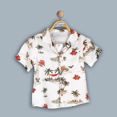 Wholesale Boy Car Patterned Shirt 2-5Y Timo 1018-TE4DÜ202242592 Белый 
