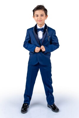 Wholesale Boy Jacket Shirt Bow Vest Groom Suit 11-14Y Messy 1037-5817 Светло-серовато- синий