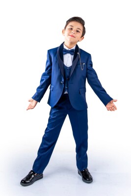 Wholesale Boy Jacket Shirt Bow Vest Groom Suit 3-6Y Messy 1037-5815 Светло-серовато- синий