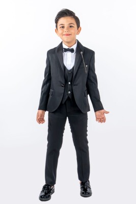 Wholesale Boy Jacket Shirt Bow Vest Groom Suit 3-7Y Messy 1037-9281 Чёрный 