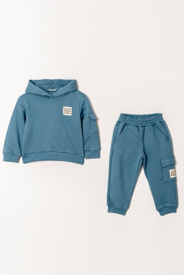 Wholesale Boy's 2-Piece Basic Hooded Tracksuit 2-5Y Tuffy 1099-0857 Индиговый 