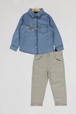 Wholesale Boys 2-Piece Denim Shirts and Pants Set 2-5Y Kumru Bebe 1075-4048 Серый 