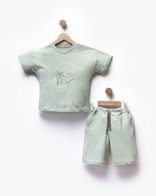 Wholesale Boys' 2-Piece Printed T-shirt and Shorts Set 2-5Y Flexi Baby 2063-216392 - Flexi Baby