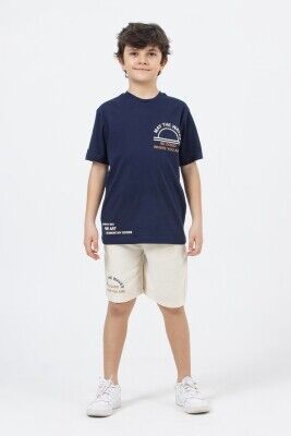 Wholesale Boys 2-Piece Printed T-shirt and Shorts Set 9-14Y DMB Boys&Girls 1081-7457 Темно-синий