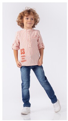 Wholesale Boys 2-Piece Shirt and Denim Pants Set 1-4Y Lemon 1015-9726 - 2