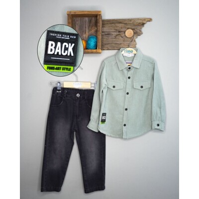 Wholesale Boys 2-Piece Shirt and Denim Pants Set 2-5Y Timo 1018-T3EDT204237332 Зелёный миндаль 