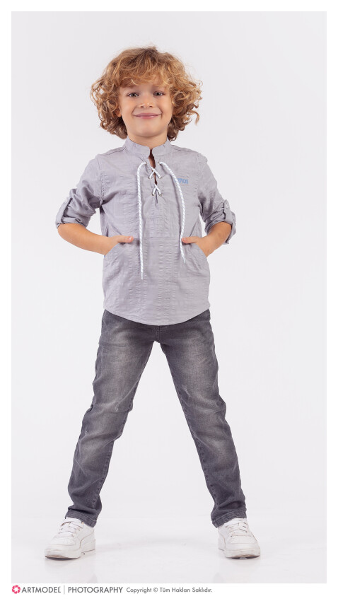 Wholesale Boys 2-Piece Shirt and Pants Set 1-4Y Lemon 1015-9714 - 3