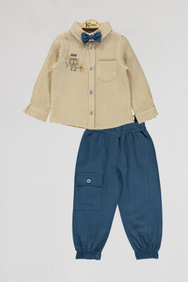 Wholesale Boys 2-Piece Shirt and Pants Set 2-5Y Kumru Bebe 1075-4053 Бежевый 