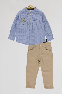 Wholesale Boys 2-Piece Shirt and Pants Set 2-5Y Kumru Bebe 1075-4055 Индиговый 