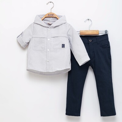 Wholesale Boys 2-Piece Shirt and Pants Set 2-5Y Sani 1068-2303 Светло-серый