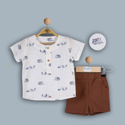 Wholesale Boys 2-Piece Shirt and Short Set 2-5Y Timo 1018-TE4DT202242052 Синий