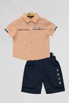 Wholesale Boys 2-Piece Shirts and Short Set 2-5Y Kumru Bebe 1075-4024 Лососевый цвет