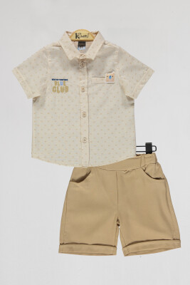 Wholesale Boys 2-Piece Shirts and Shorts Set 2-5Y Kumru Bebe 1075-4086 Бежевый 
