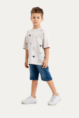 Wholesale Boys 2-Piece T-Shirt and Denim Shorts Set 2-5Y Gold Class 1010-2604 - 3