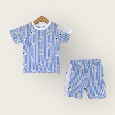 Wholesale Boys 2-Piece T-Shirt and Shorts Set 1-4Y Algiy Mini 2047-2835TK Синий