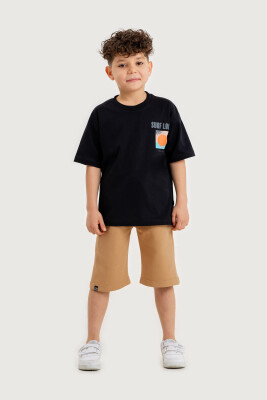 Wholesale Boys 2-Piece T-Shirt and Shorts Set 10-13Y Gold Class 1010-4603 Чёрный 
