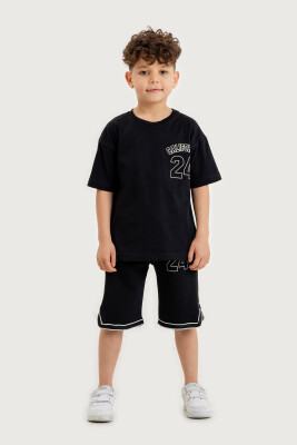 Wholesale Boys 2-Piece T-Shirt and Shorts Set 10-13Y Gold Class 1010-4606 Чёрный 