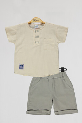 Wholesale Boys 2-Piece T-shirt and Shorts Set 2-5Y Kumru Bebe 1075-4105 Бежевый 