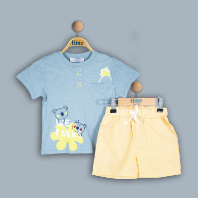 Wholesale Boys 2-Piece T-Shirt and Shorts Set 2-5Y Timo 1018-TE4DT082241122 Синий