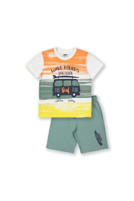 Wholesale Boys 2-Piece T-Shirt and Shorts Set 3-6Y Elnino 1025-22109 Оливково-зеленый