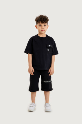 Wholesale Boys 2-Piece T-Shirt and Shorts Set 6-9Y Gold Class 1010-3600 Чёрный 