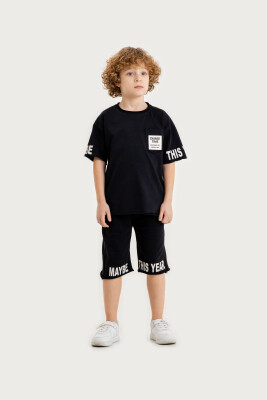 Wholesale Boys 2-Piece T-Shirt and Shorts Set 6-9Y Gold Class 1010-3601 Чёрный 