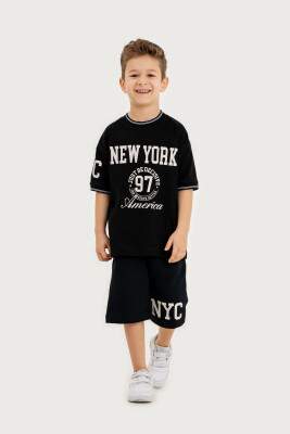 Wholesale Boys 2-Piece T-Shirt and Shorts Set 6-9Y Gold Class 1010-3604 Чёрный 