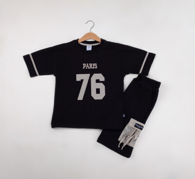 Wholesale Boys 2-Piece T-Shirt and Shorts Set 6-9Y Gold Class 1010-3617 Чёрный 