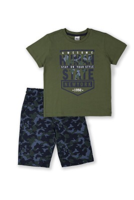 Wholesale Boys 2-Piece T-shirt and Shorts Set 8-14Y Elnino 1025-22160 Хаки 