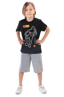 Wholesale Boys 2-Piece T-Shirt and Shorts Set 8-14Y Elnino 1025-22161 Чёрный 