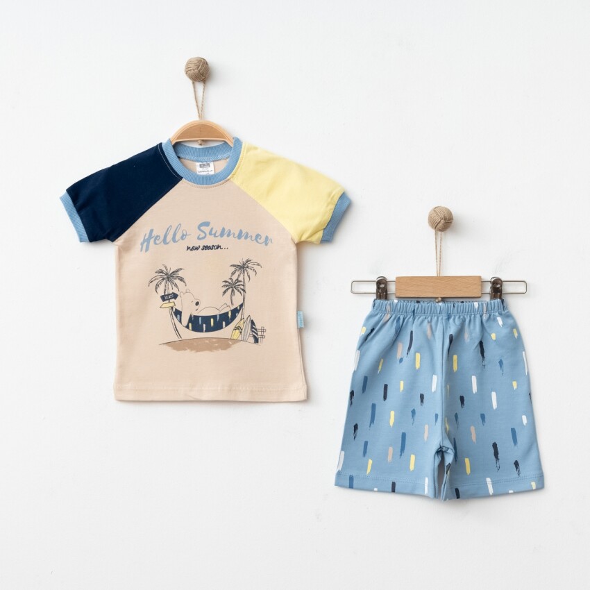 Wholesale Boys' 2-Piece T-Shirt and Shorts Set 9-18M Hoppidik 2017-2354 - 1