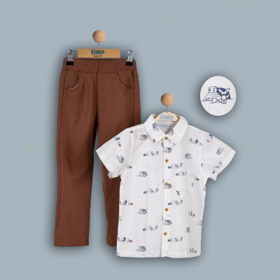 Wholesale Boys 2-Piece with Shirt and Pants Set 2-5Y Timo 1018-TE4DT202243132 Синий