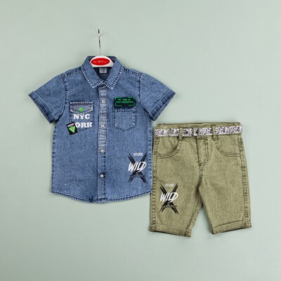 Wholesale Boys 2-Pieces Denim Shirt and Shorts Set 1-4Y Bombili 1004-6477 - Bombili