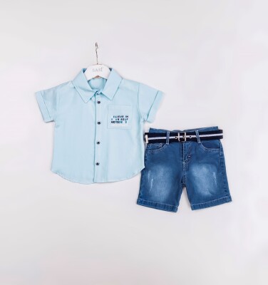 Wholesale Boys 2-Pieces Shirt and Short Set 2-5Y Sani 1068-2376 Голубой 