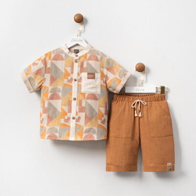 Wholesale Boys 2-Pieces Shirt and Short Set 5-8Y Cumino 1014-CMN3479 - Cumino