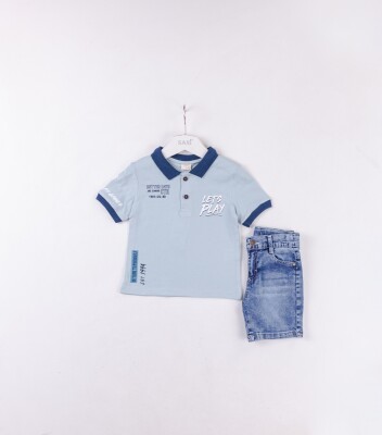 Wholesale Boys 2-Pieces T-shirt and Denim Short Set 2-5Y Sani 1068-2379 Мятно-зеленый