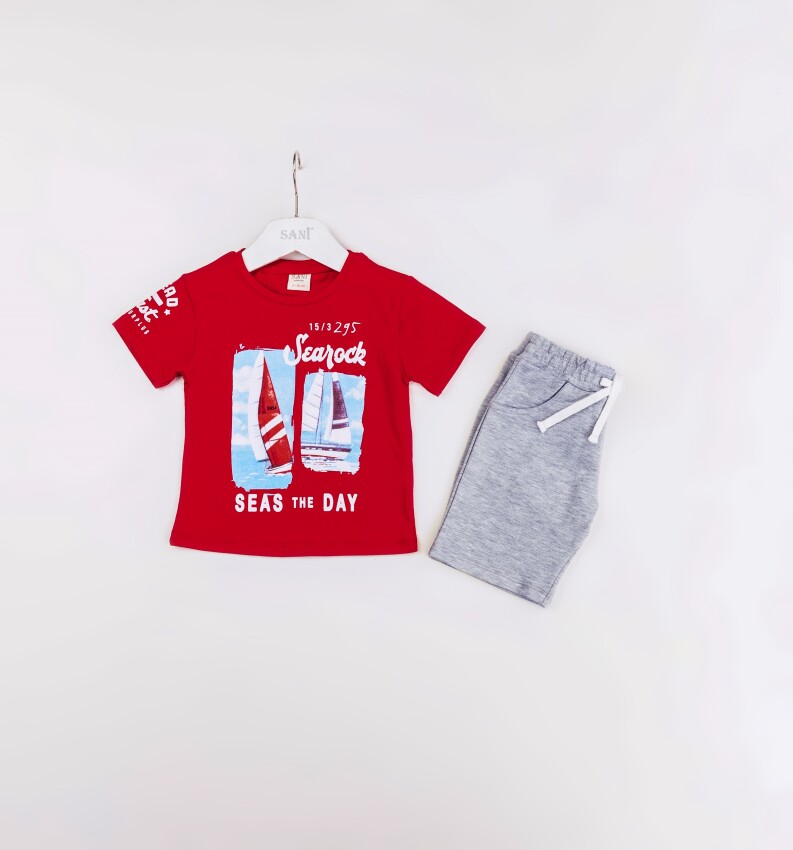 Wholesale Boys 2-Pieces T-shirt and Short Set 1-4Y Sani 1068-1211 - 2