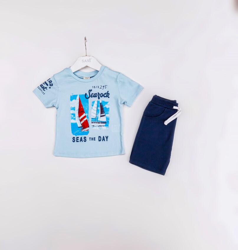 Wholesale Boys 2-Pieces T-shirt and Short Set 1-4Y Sani 1068-1211 - 4