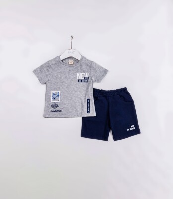 Wholesale Boys 2-Pieces T-shirt and Short Set 1-4Y Sani 1068-1216 Серый 