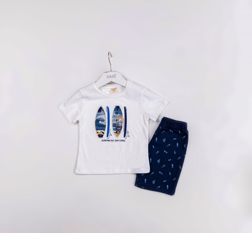 Wholesale Boys 2-Pieces T-shirt and Short Set 1-4Y Sani 1068-1217 - 1