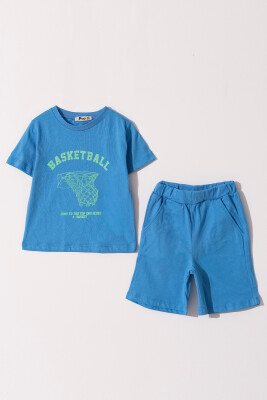 Wholesale Boys 2-Pieces T-shirt and Short Set 2-5Y Piop 2055-PE24-0132 Светло-серовато- синий