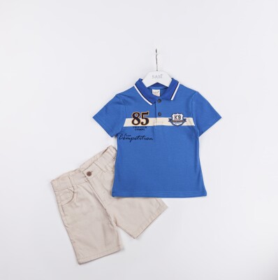 Wholesale Boys 2-Pieces T-shirt and Short Set 2-5Y Sani 1068-2336 Светло-серовато- синий