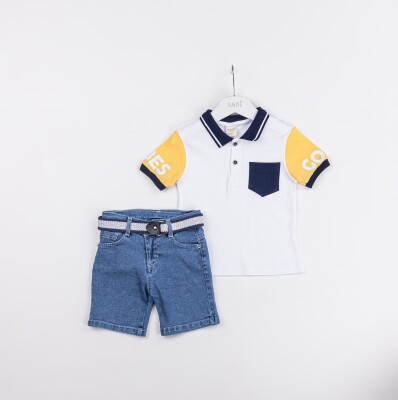 Wholesale Boys 2-Pieces T-shirt and Short Set 2-5Y Sani 1068-2345 Белый 